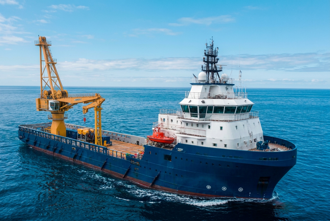 Multi-purpose platform supply vessel with 50-tonne crane